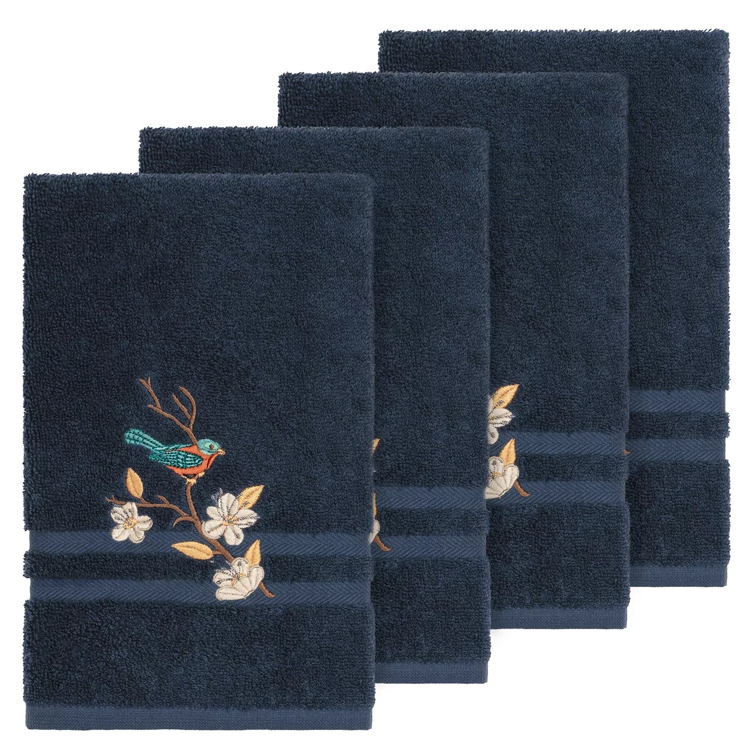 Linum Домашний текстиль Турецкий хлопок Весенний украшенный набор полотенец для рук, синий