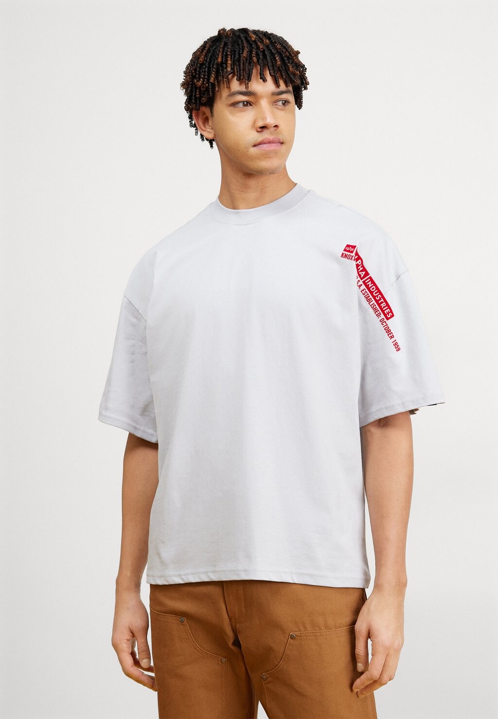 

Футболка с принтом Flock Logo Alpha Industries, цвет pastel grey