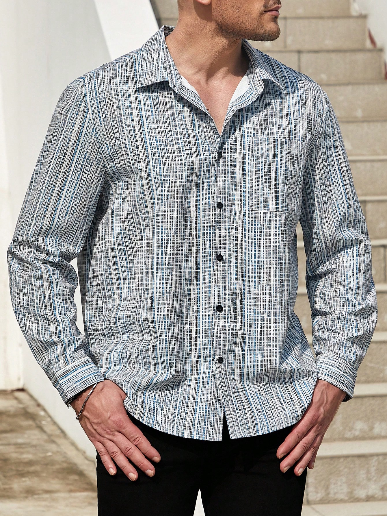 Мужская рубашка с длинным рукавом с принтом Manfinity Homme, большие размеры, многоцветный мужская рубашка поло с длинным рукавом с принтом