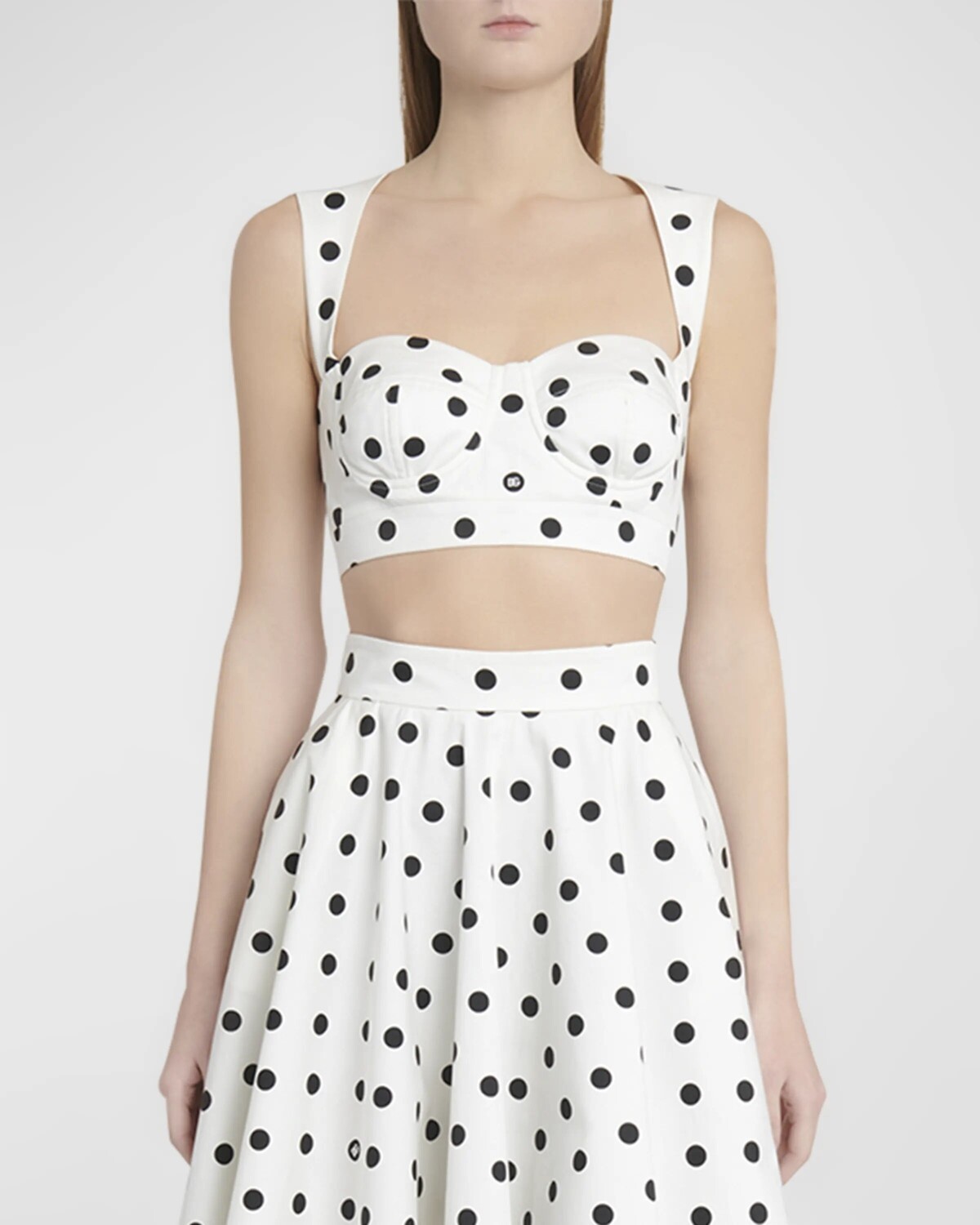 

Топ-бюстье в горошек с открытой спиной Dolce&Gabbana, цвет White Prt
