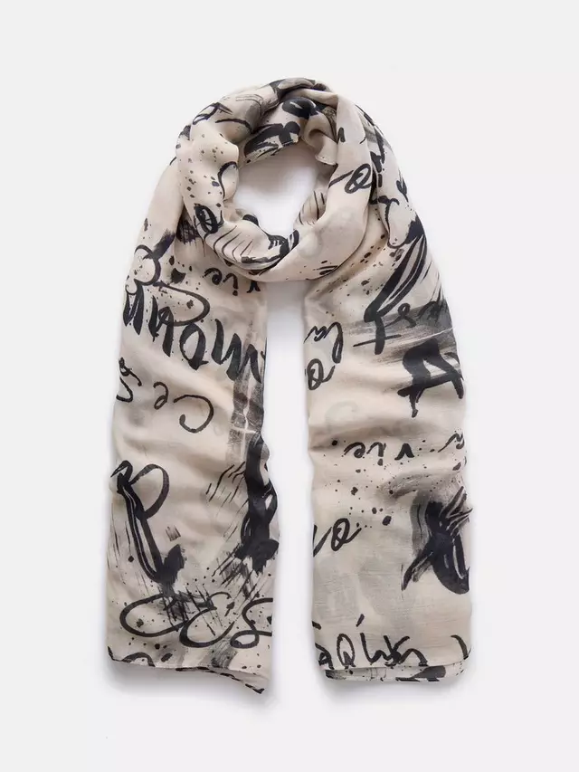 

Шарф Mint Velvet Graffiti Print, кремовый