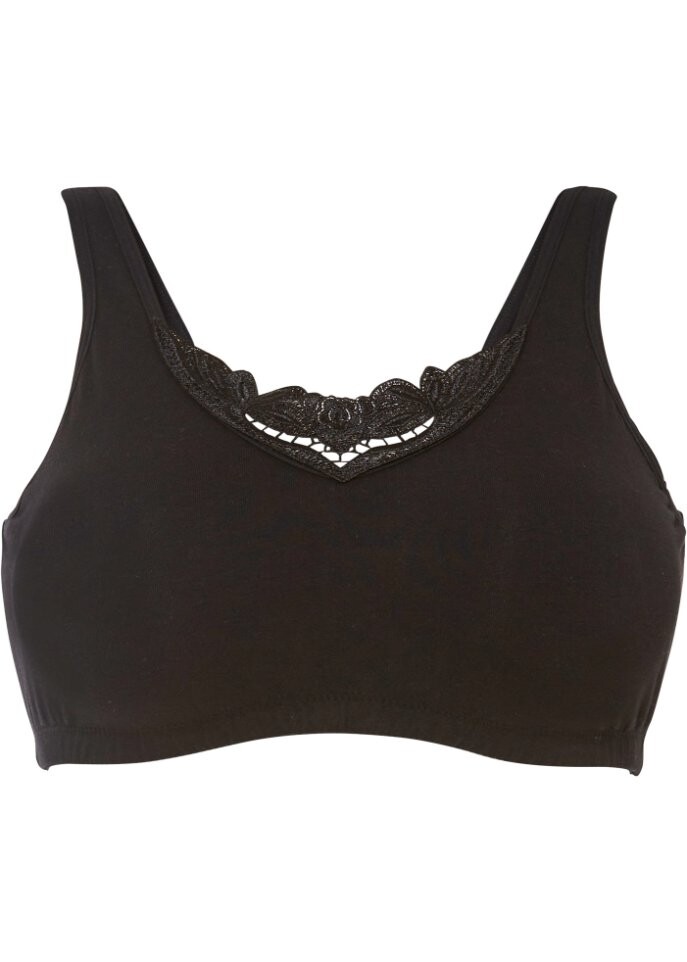

Бюстье с вышивкой и хлопком Bpc Bonprix Collection, черный