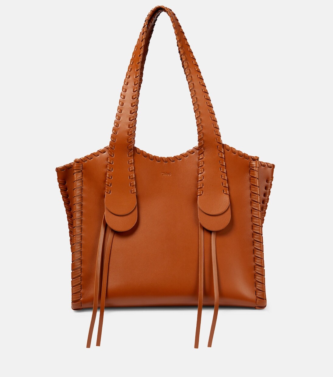

Кожаная большая сумка mony среднего размера Chloé, коричневый