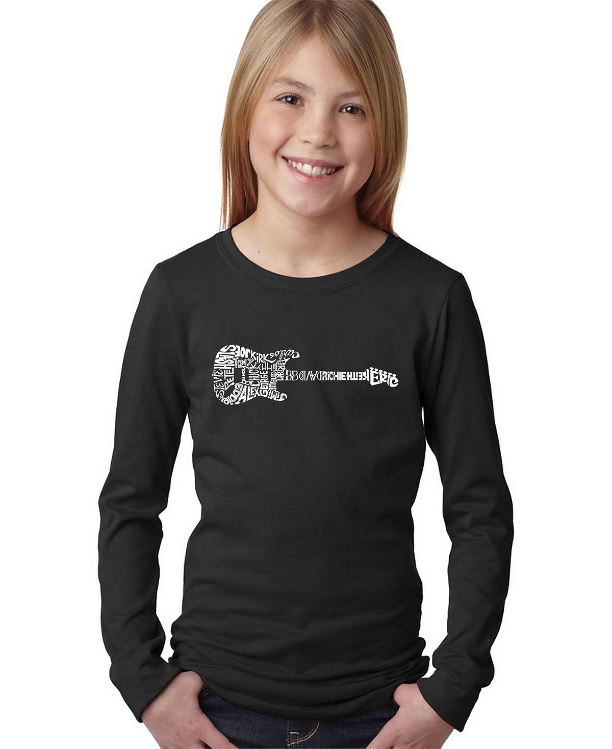 Футболка с длинным рукавом Big Girl's Word Art — Rock Guitar LA Pop Art rock guitar head мужская футболка с длинным рукавом word art la pop art