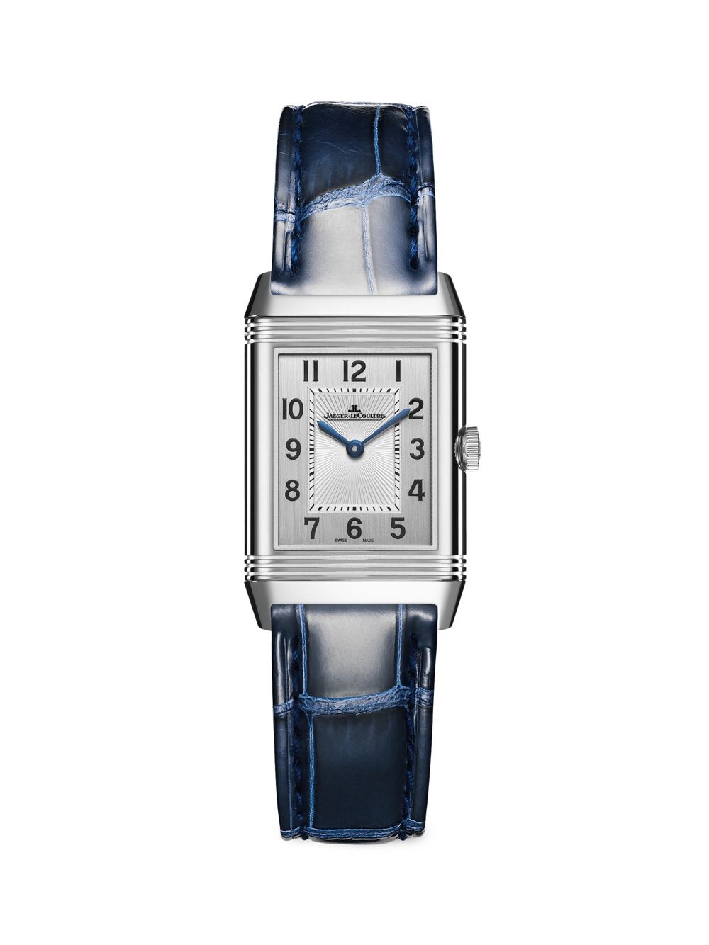 

Часы Reverso Classic Small Duetto с реверсивным корпусом из нержавеющей стали, бриллиантов и кожи Jaeger-LeCoultre, нави