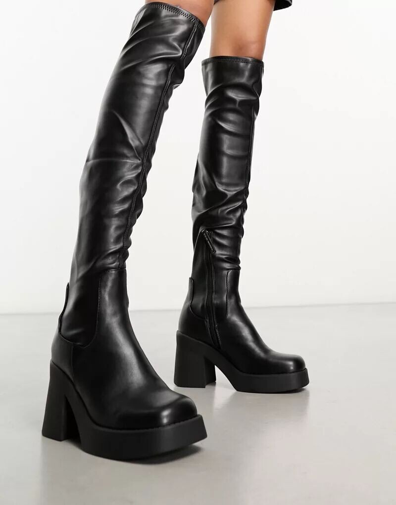 

Черные ботфорты Steve Madden Seasons из искусственной кожи на каблуке