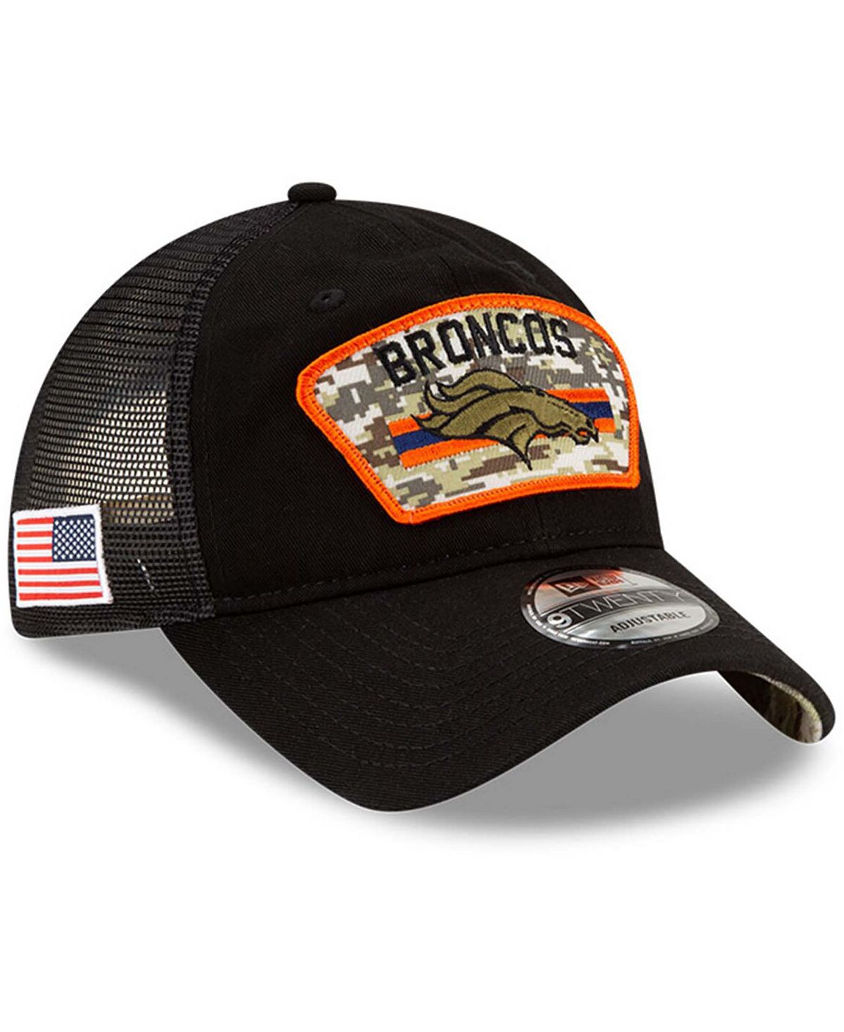 

Мужская черная регулируемая кепка Denver Broncos 2021 Salute To Service Trucker 9TWENTY New Era