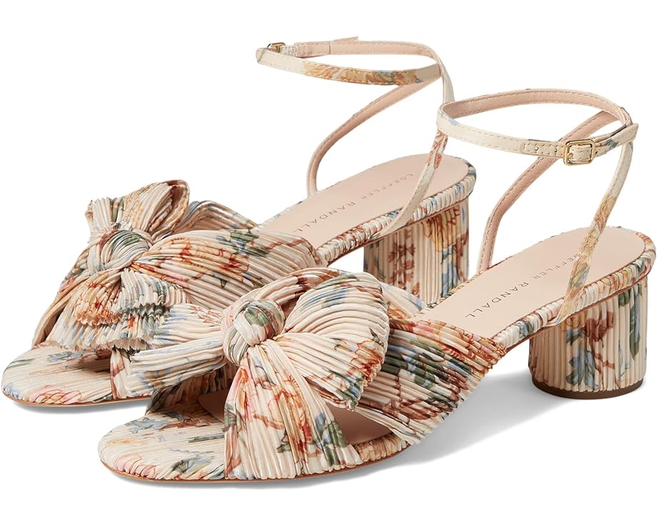 

Туфли Loeffler Randall Dahlia Pleated Knot Mule with Ankle Strap, цвет Cream Botanical Floral