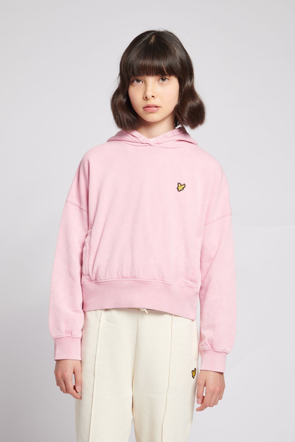 

Розовое худи для девочек с эффектом кислотной стирки Lyle & Scott, розовый