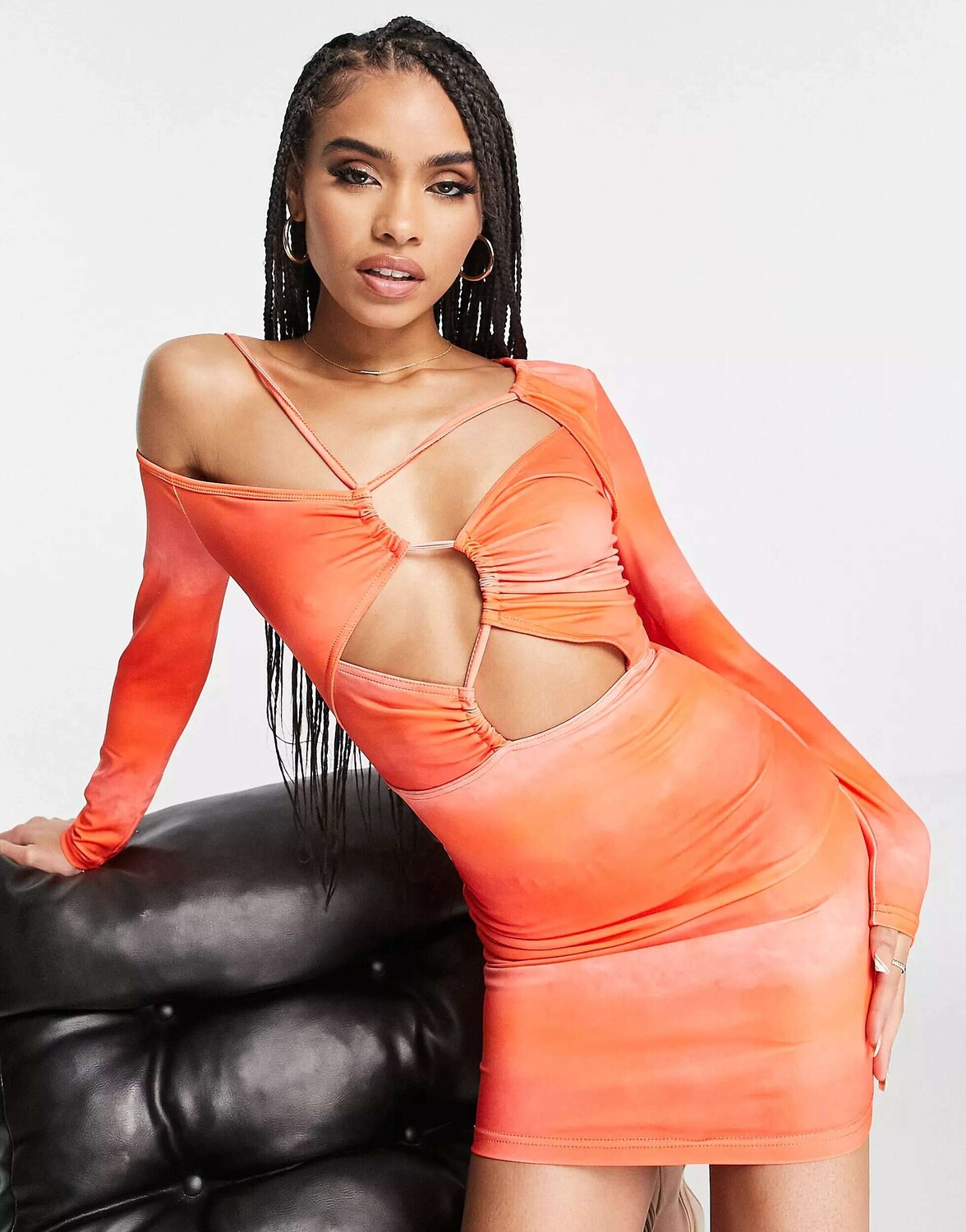 

Оранжевое мини-платье с бретелями и вырезами Simmi Simmi Clothing, Оранжевый