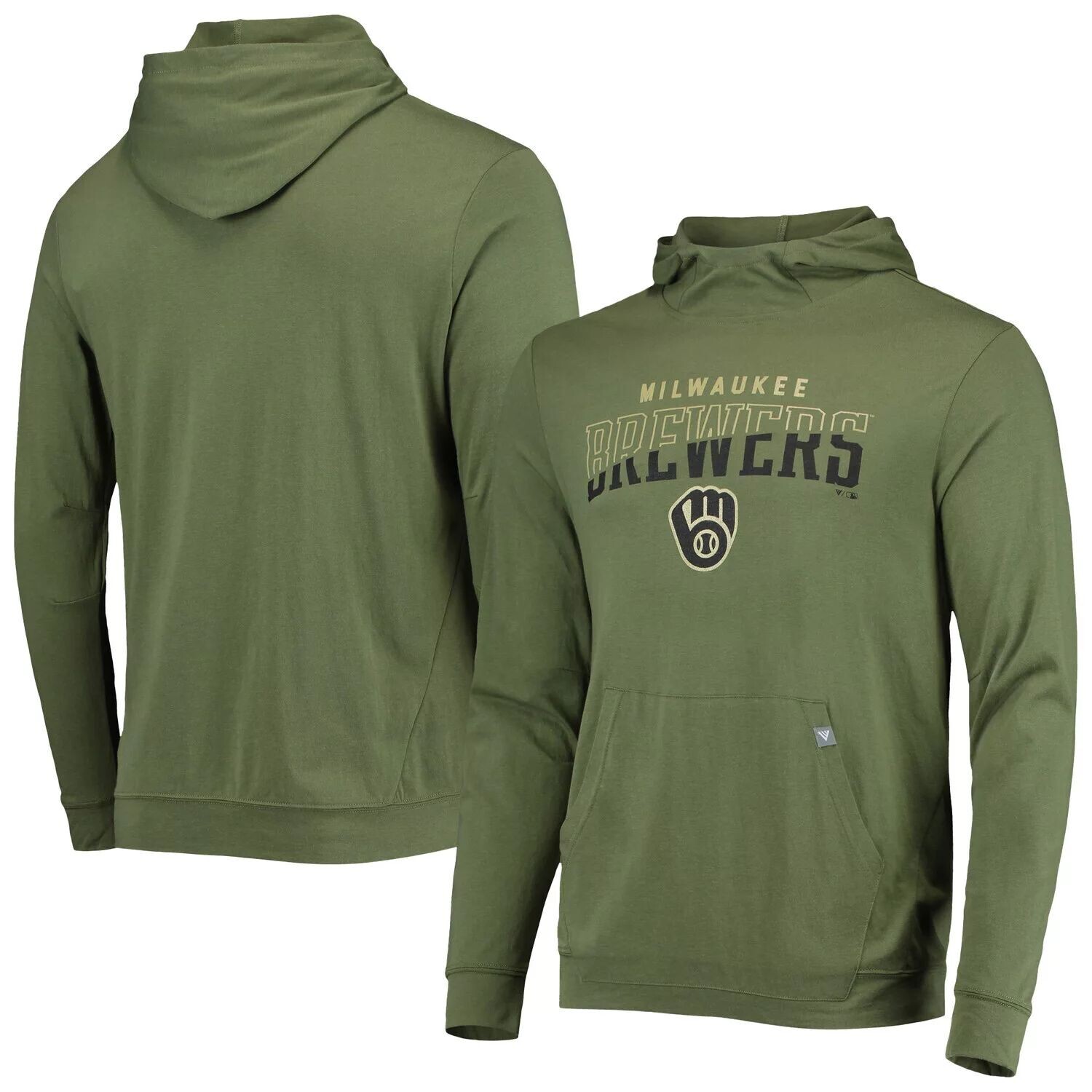 

Мужской оливковый пуловер с капюшоном Milwaukee Brewers Delta Thrive Tri-Blend