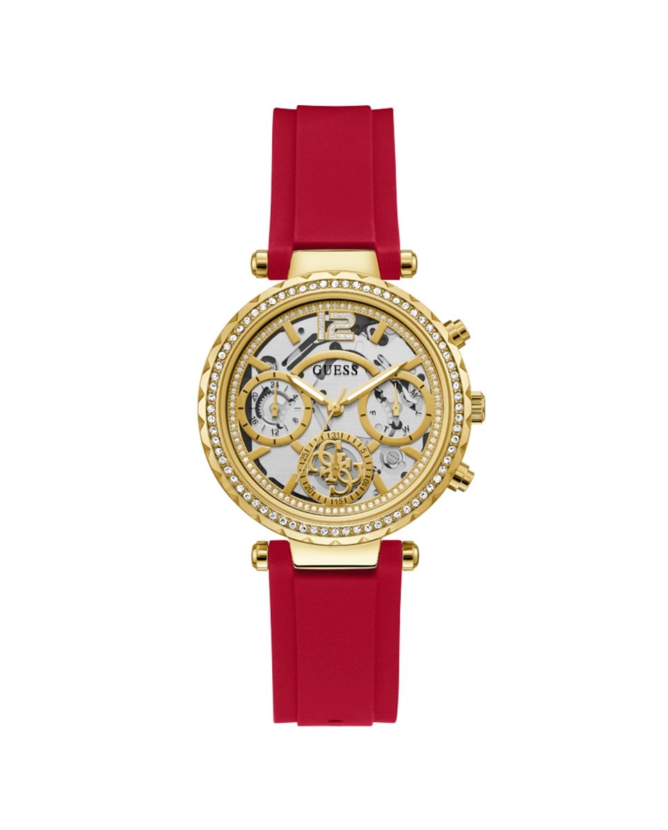 цена Женские часы Solstice GW0484L1 с силиконовым ремешком и красным ремешком Guess, красный