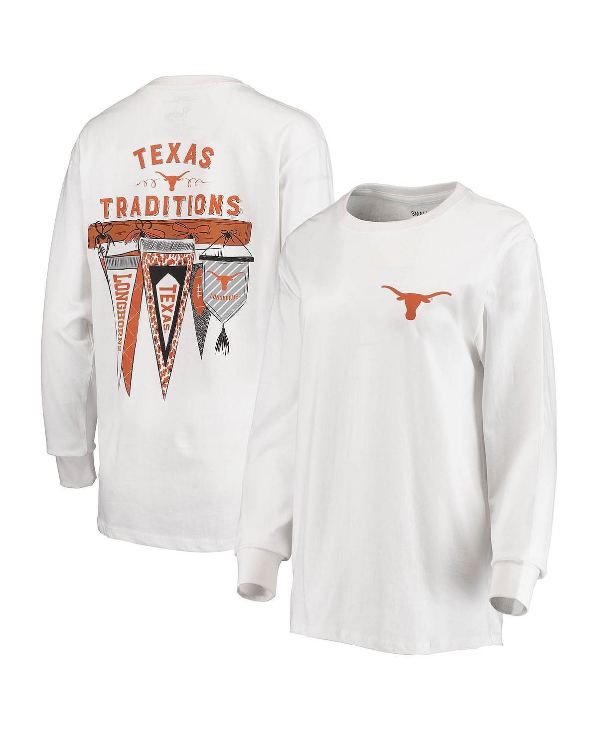 

Женская белая футболка с длинным рукавом и вымпелом Texas Longhorns Traditions Pressbox, белый