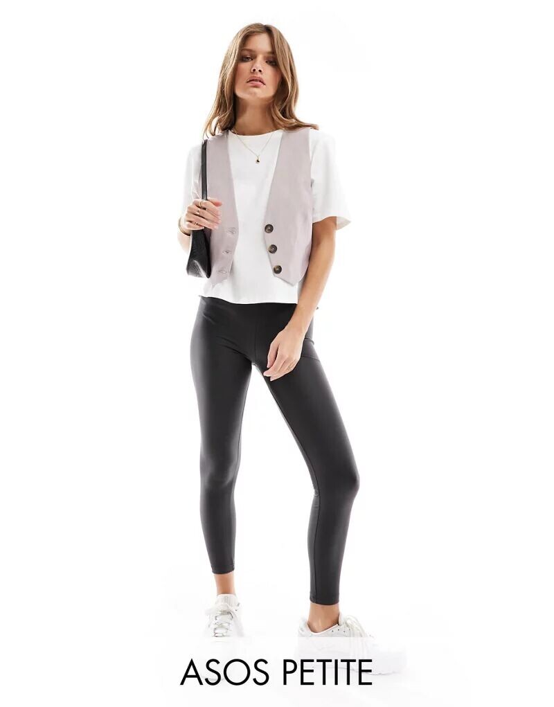 

Черные кожаные леггинсы ASOS DESIGN Petite