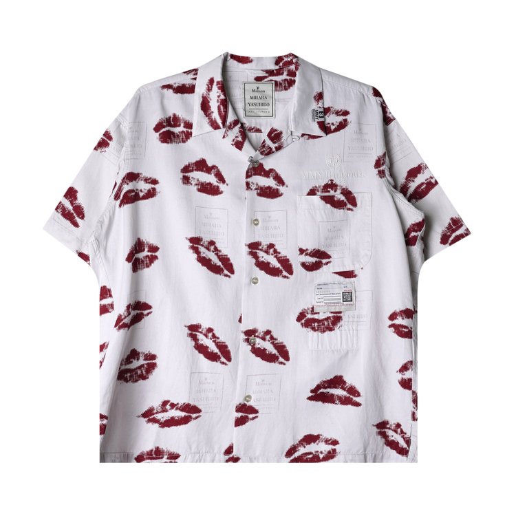 Рубашка Maison Mihara Yasuhiro Kiss Printed 'White/Red', белый
