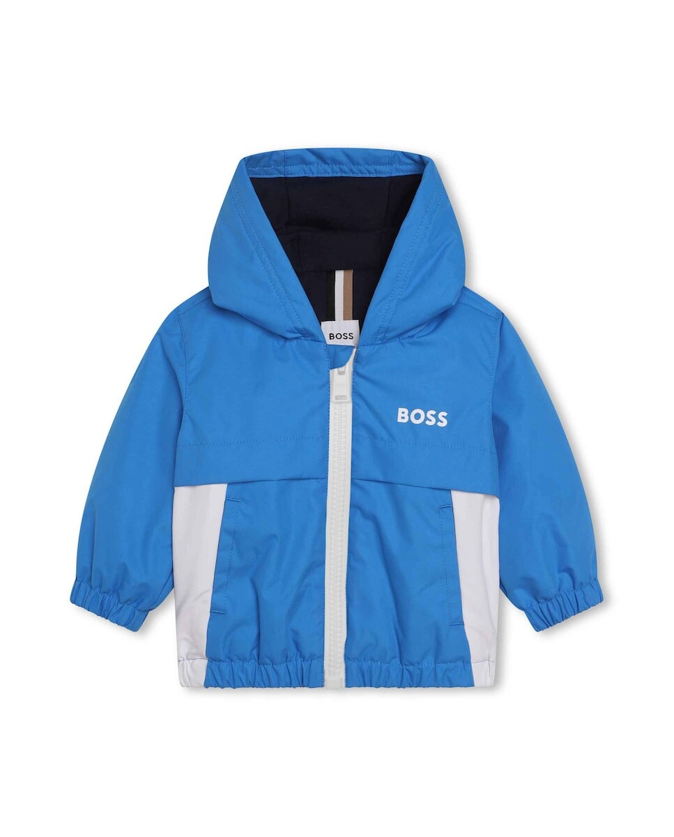 

Ветровка для мальчика с капюшоном и застежкой-молнией BOSS Kidswear, синий