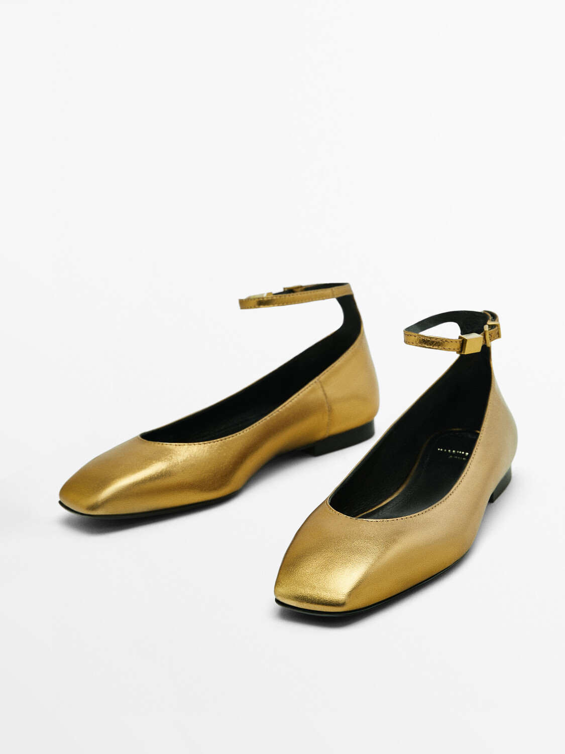

Металлические балетки Massimo Dutti, золотой