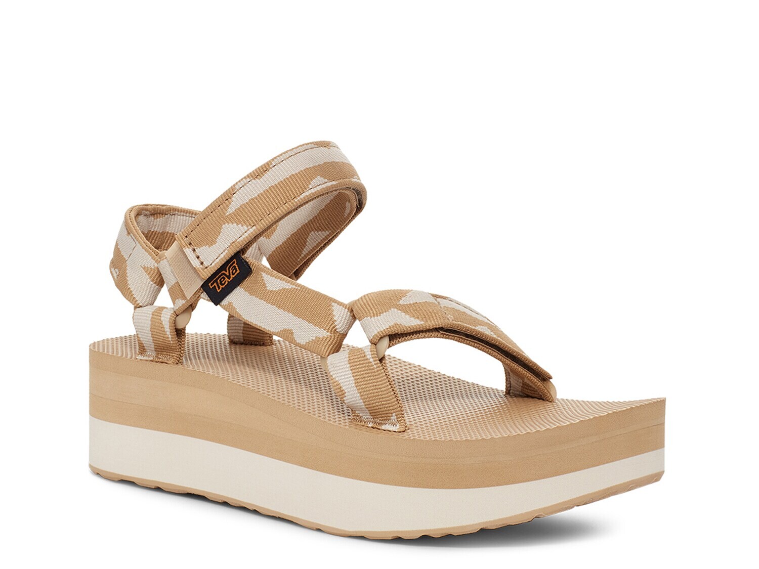 

Универсальные сандалии на платформе Flatform Teva, цвет Taupe/Off White Geometric Print