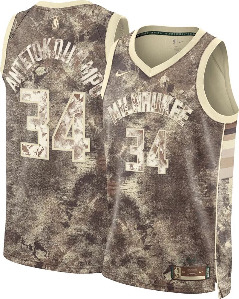 Мужская серая майка Nike Milwaukee Bucks Giannis Antetokounmpo #34 Dri-FIT Swingman мужская и женская футболка giannis antetokounmpo white milwaukee bucks 2022 23 swingman издание association nike белый