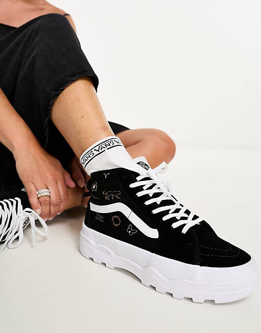 

Черные кроссовки с вышивкой Vans Sentry SK8-Hi