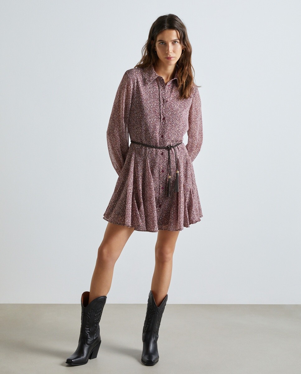 

Короткое шифоновое платье с принтом Easy Wear, розовый