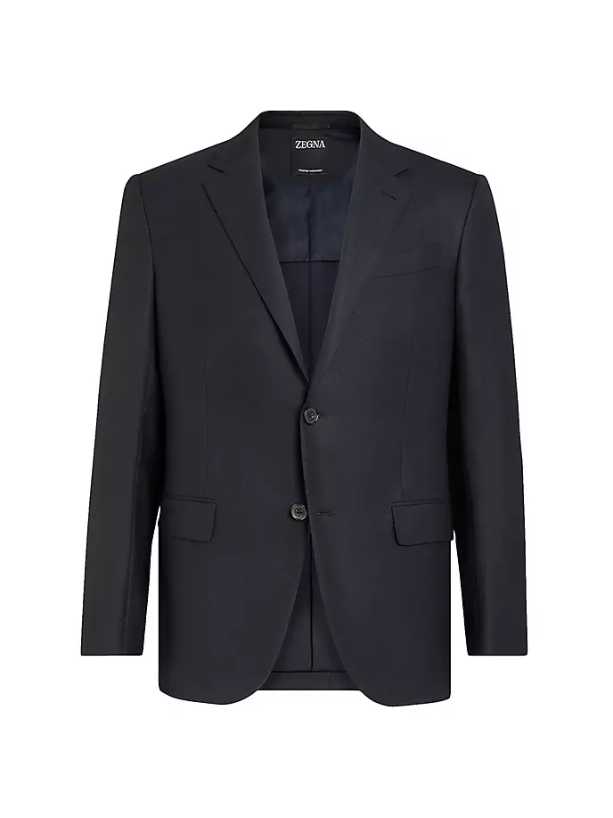 

Однобортное спортивное пальто из шерсти и шелка Zegna, темно-синий