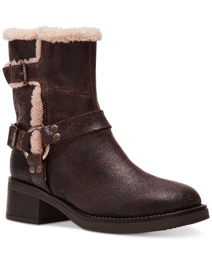 

Женские уютные мото ботильоны Brixton с пряжками Steve Madden, цвет Cracked Mocha