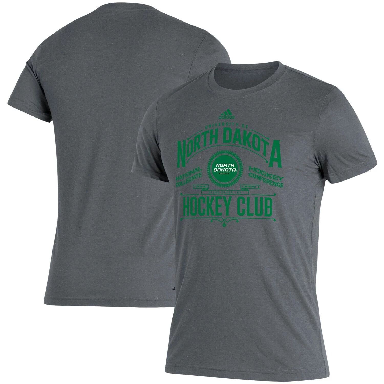 

Мужская серая футболка с принтом North Dakota Hockey Blend adidas