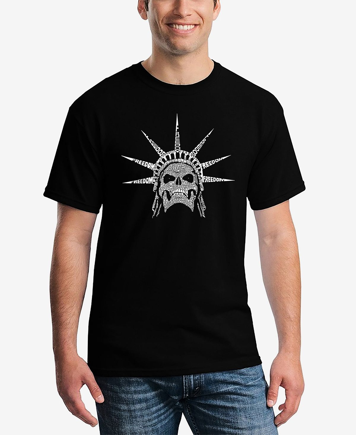 Мужская футболка с коротким рукавом Word Art Freedom Skull LA Pop Art американа чино 2