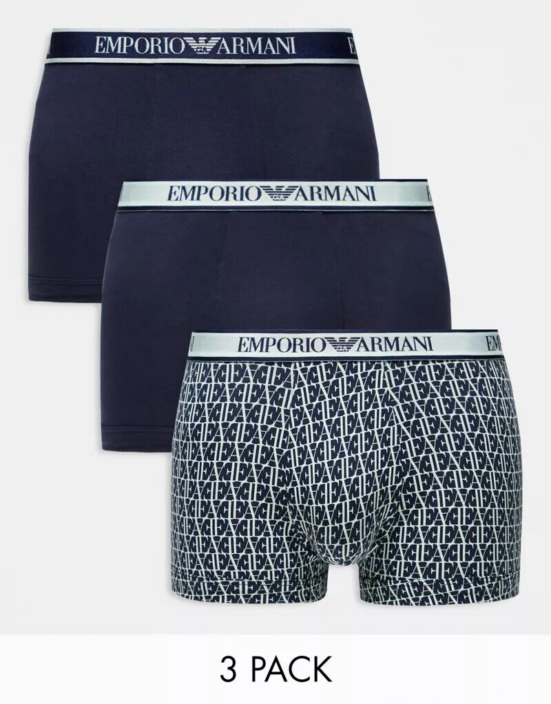 

Набор из трех трусов темно-синего цвета Emporio Armani Bodywear