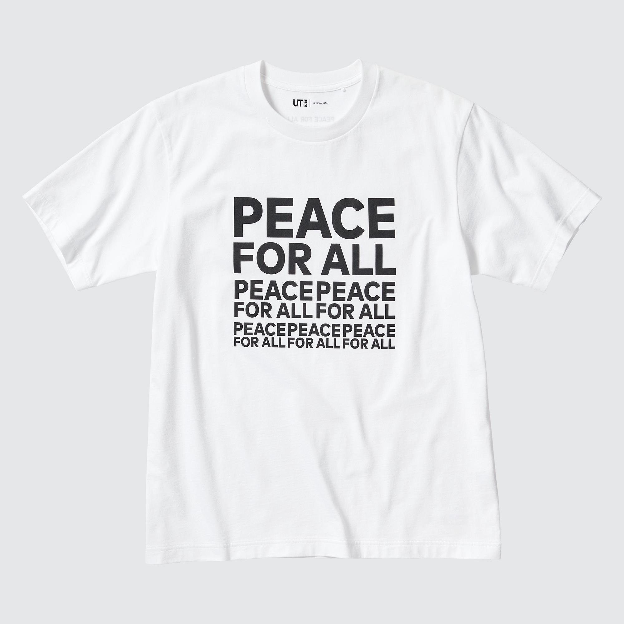 Футболка Uniqlo Peace For All Kashiwa Sato с графическим принтом, белый футболка uniqlo peace for all kashiwa sato с коротким рукавом и рисунком белый