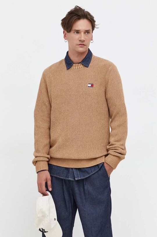 

Хлопковый свитер Tommy Jeans, бежевый