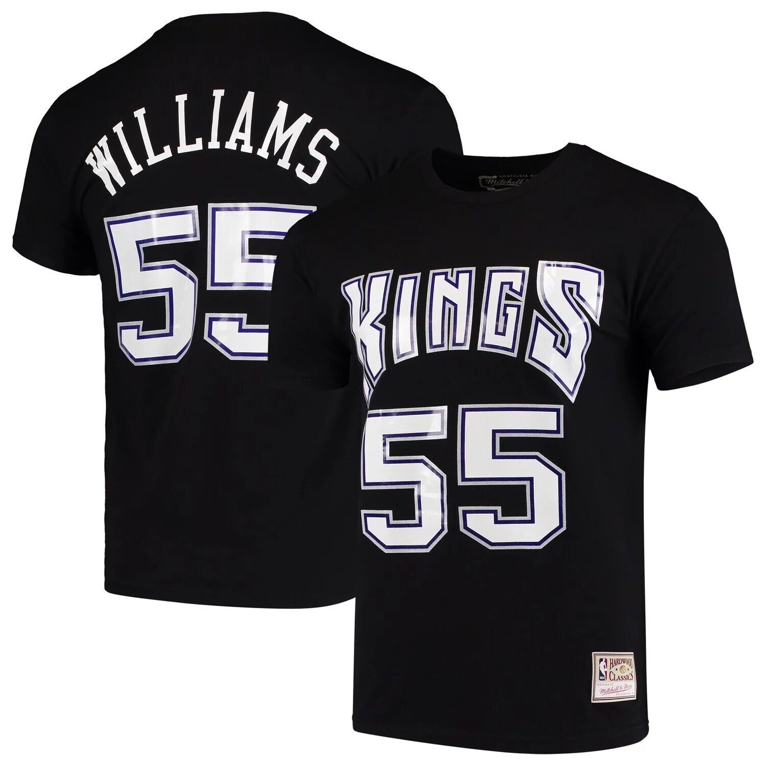 

Мужская черная футболка Mitchell & Ness Jason Williams Sacramento Kings Hardwood Classics с названием и номером команды, Черный