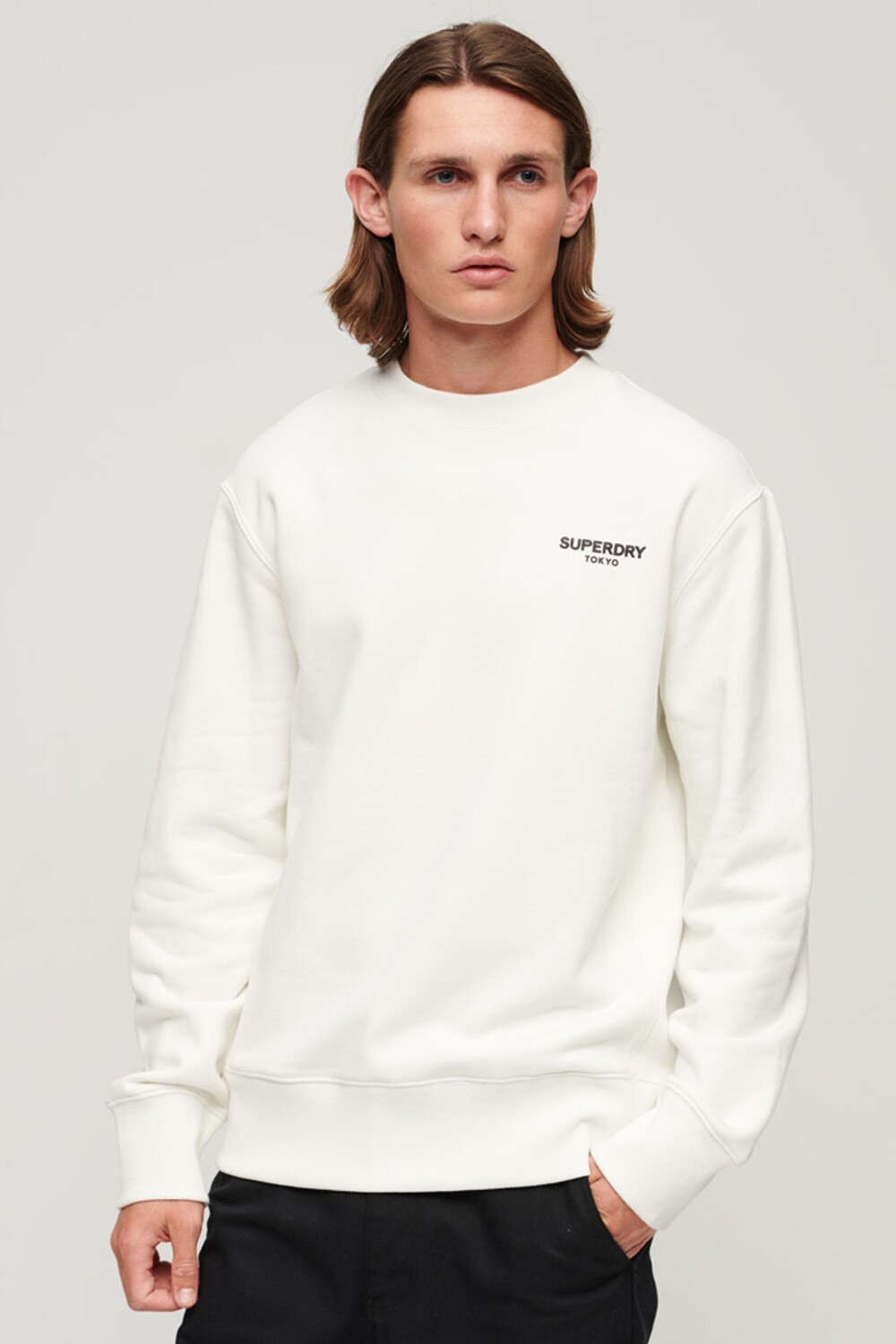 

Толстовка Luxury Sport свободного кроя и круглым вырезом Superdry, белый