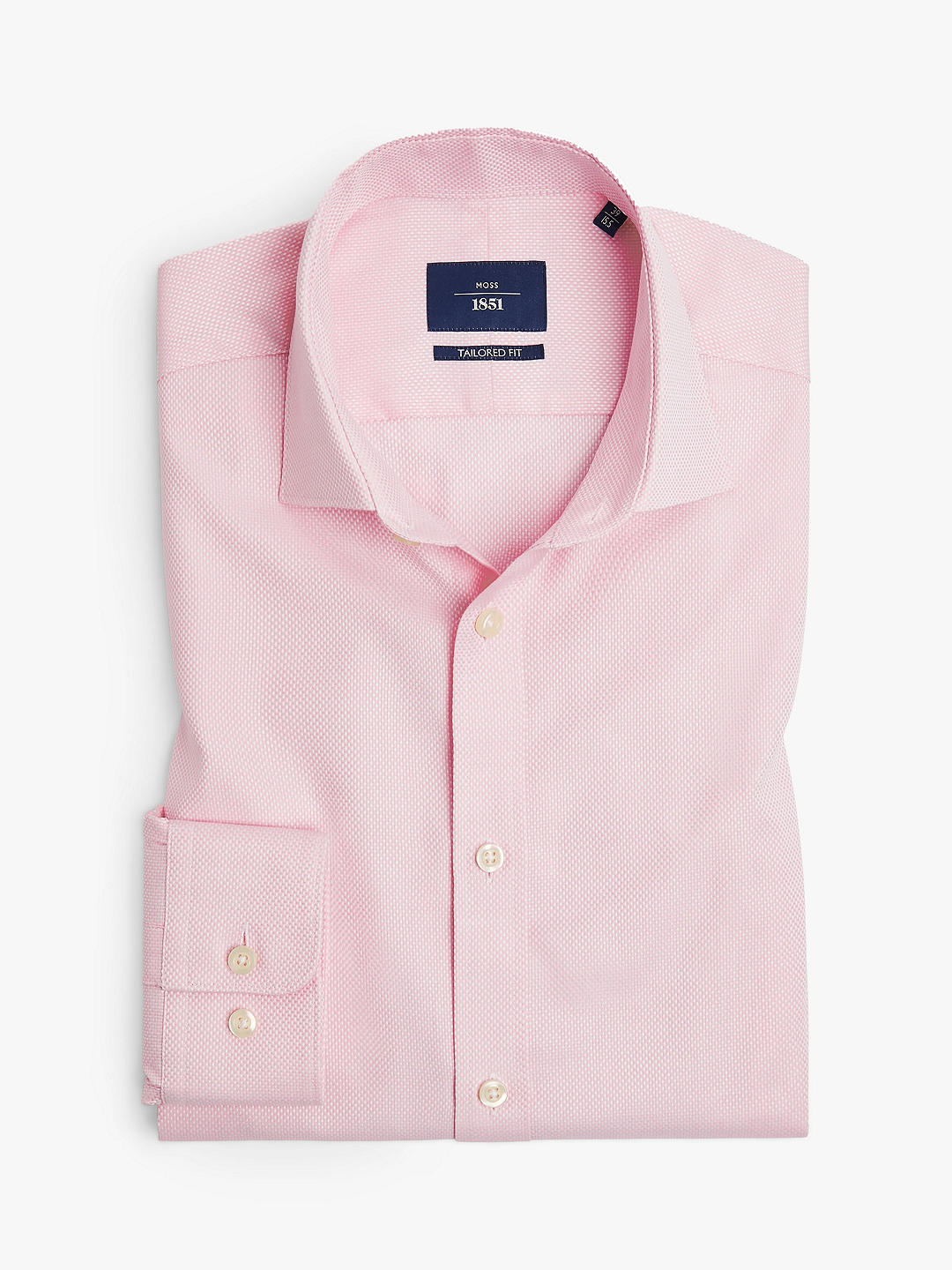 Рубашка добби из хлопка приталенного кроя с одинарными манжетами Moss 1851, розовая эластичная рубашка приталенного кроя moss 1851 черная