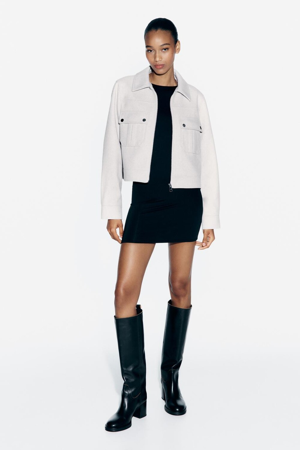 

Мягкая короткая куртка ZARA, экрю