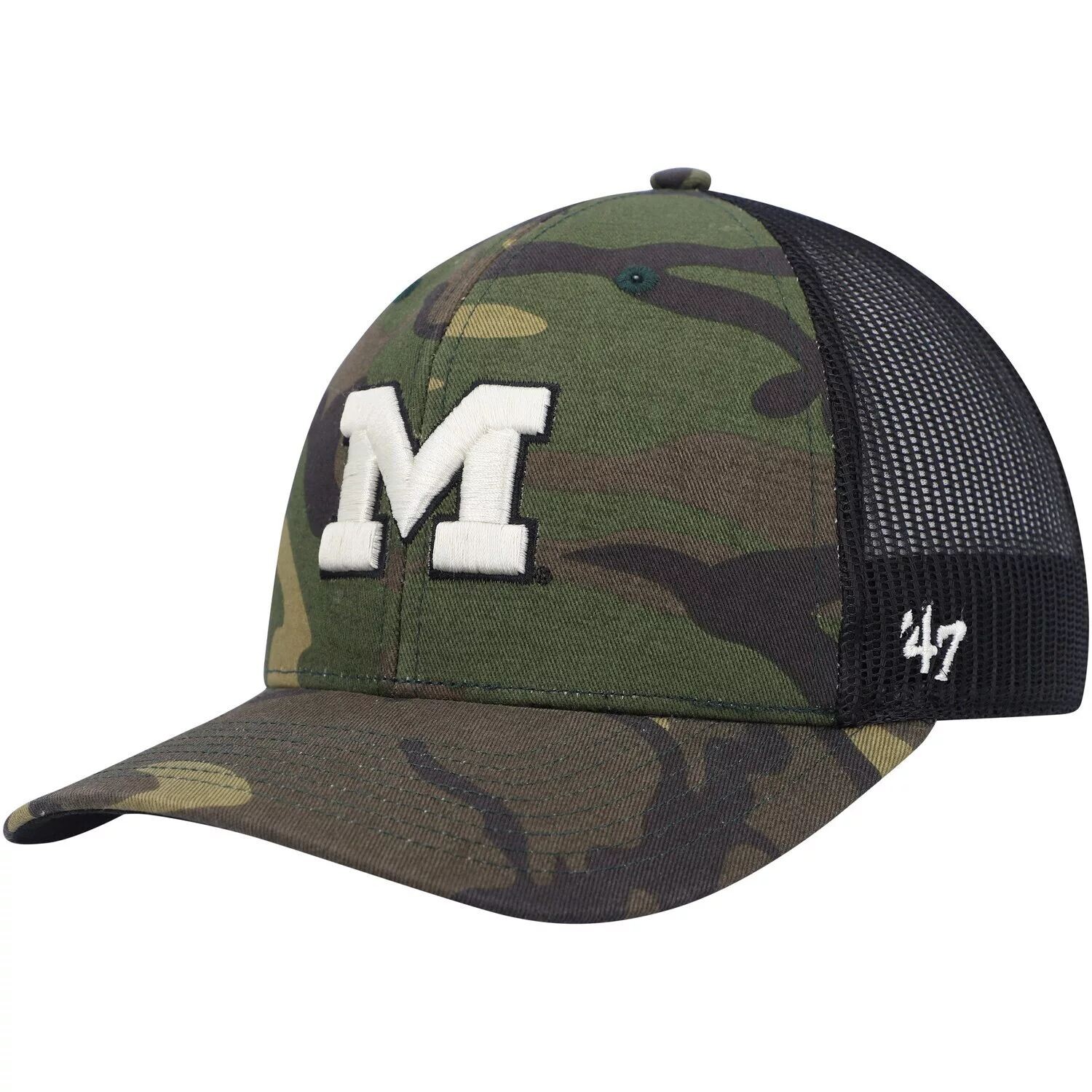 

Мужская кепка '47 камуфляж/черный Michigan Wolverines Team Logo Trucker Snapback Hat