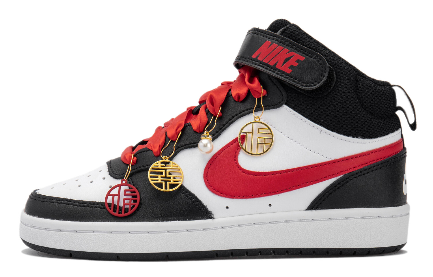 

Кроссовки Nike Court Borough Series Skateboarding Shoes Women's Mid-top Black/Red/White, красный