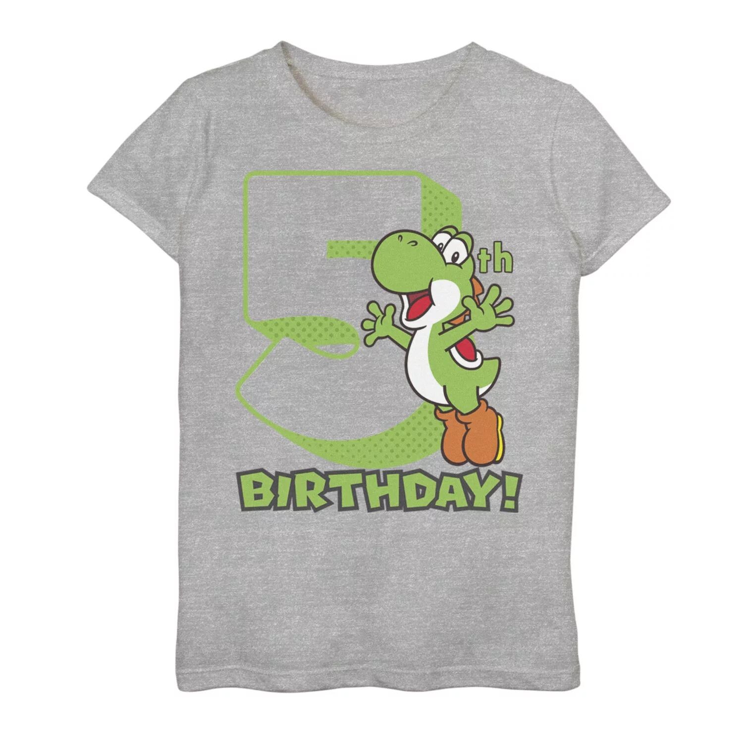 

Футболка с графическим рисунком для девочек 7–16 лет, Nintendo Super Mario Yoshi, день рождения на 5 лет Licensed Character