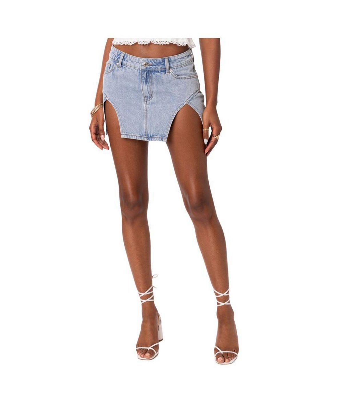 Женская джинсовая мини-юбка с разрезами 4 Dayz Edikted