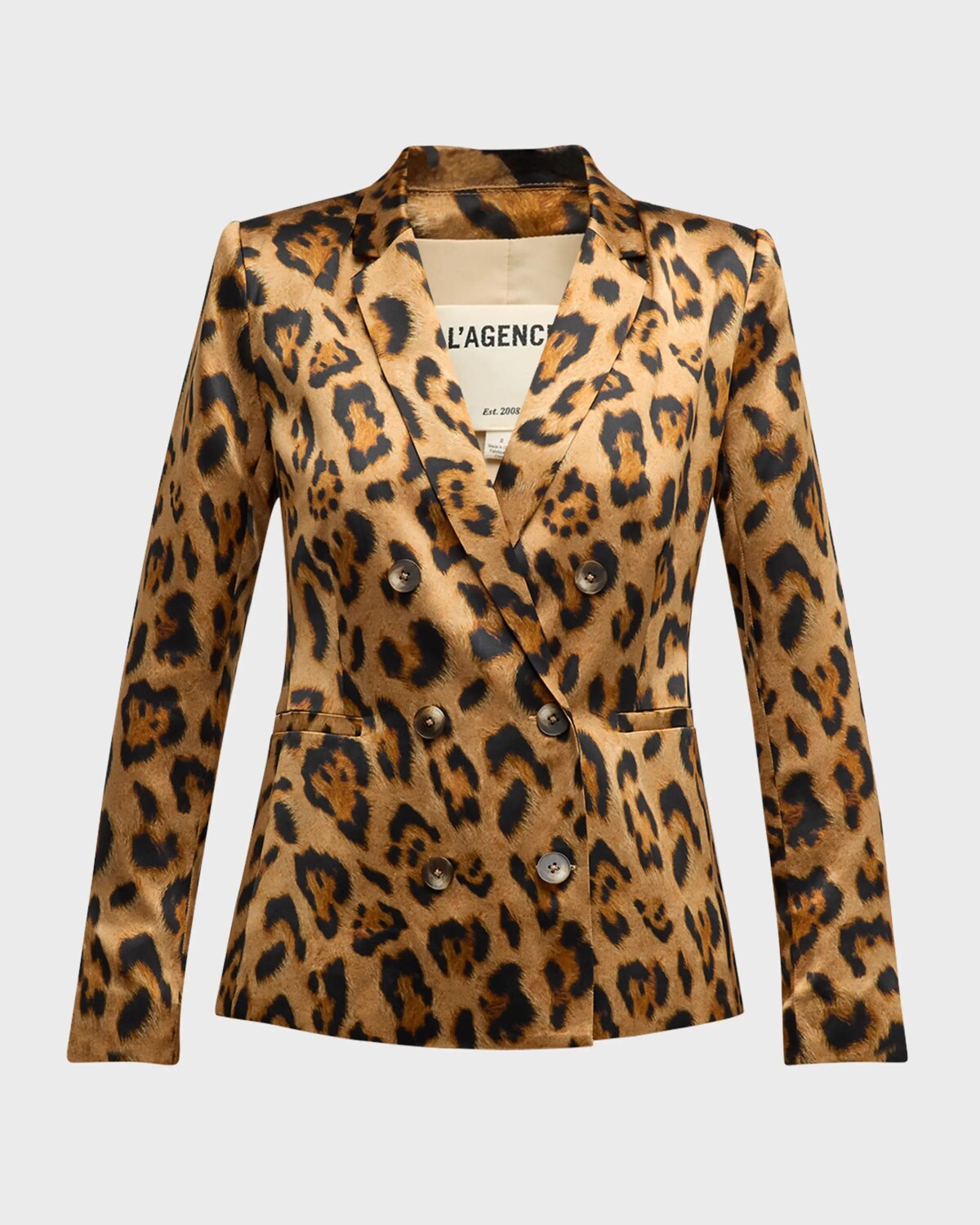

Двубортный пиджак Colin с леопардовым принтом L'Agence, цвет Brown Multi Sahara Leopard