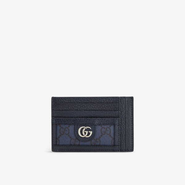 

Визитница из кожи и холста с покрытием GG Supreme Gucci, синий