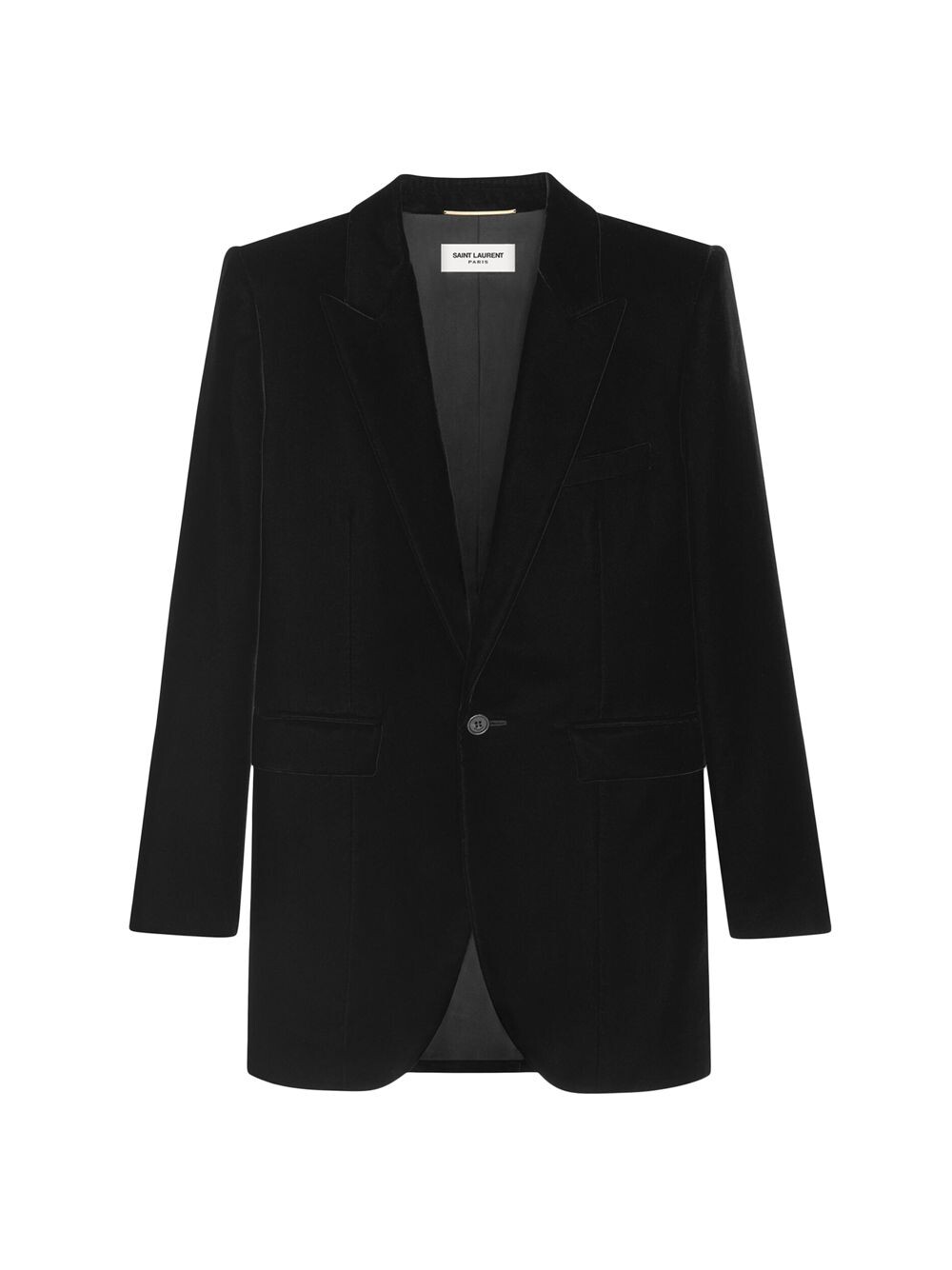 

Однобортный жакет из бархата купро Saint Laurent, Черный