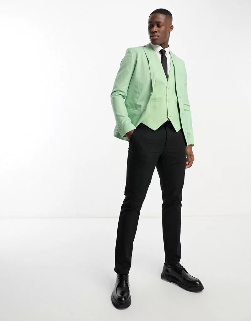 Светло-зеленый простой пиджак приталенного кроя Bolongaro Trevor Wedding