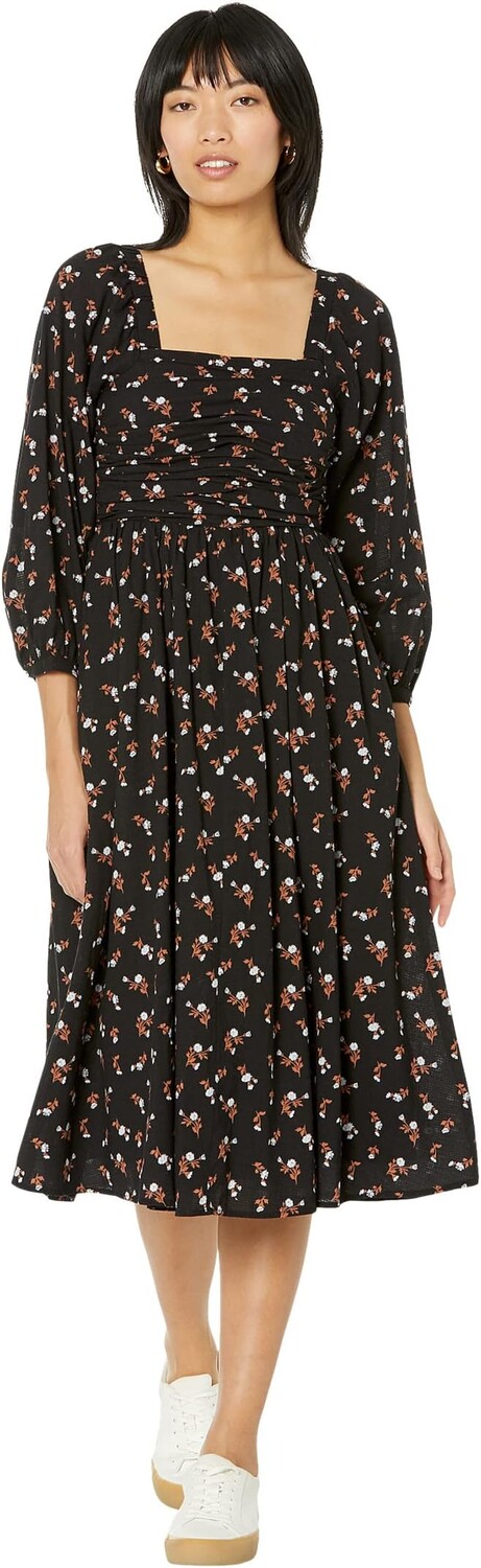 

ПЛАТЬЕ МИДИ С пышными рукавами (Woodland Floral) Madewell, цвет True Black