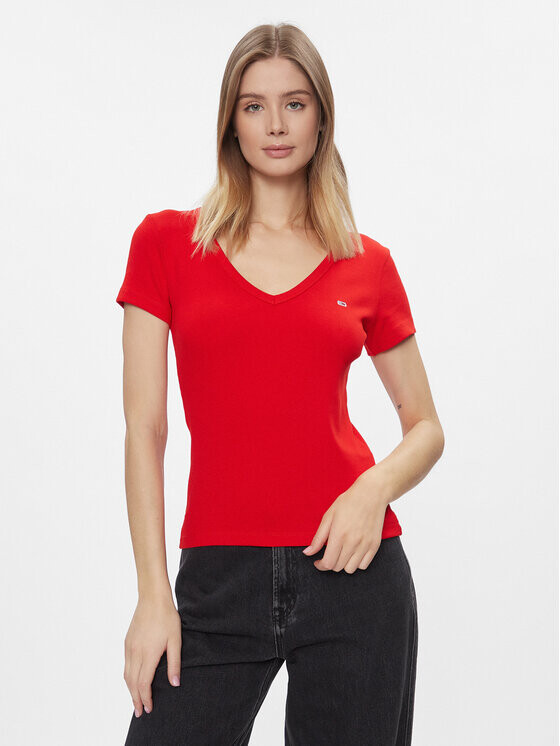 

Футболка узкого кроя Tommy Jeans, красный