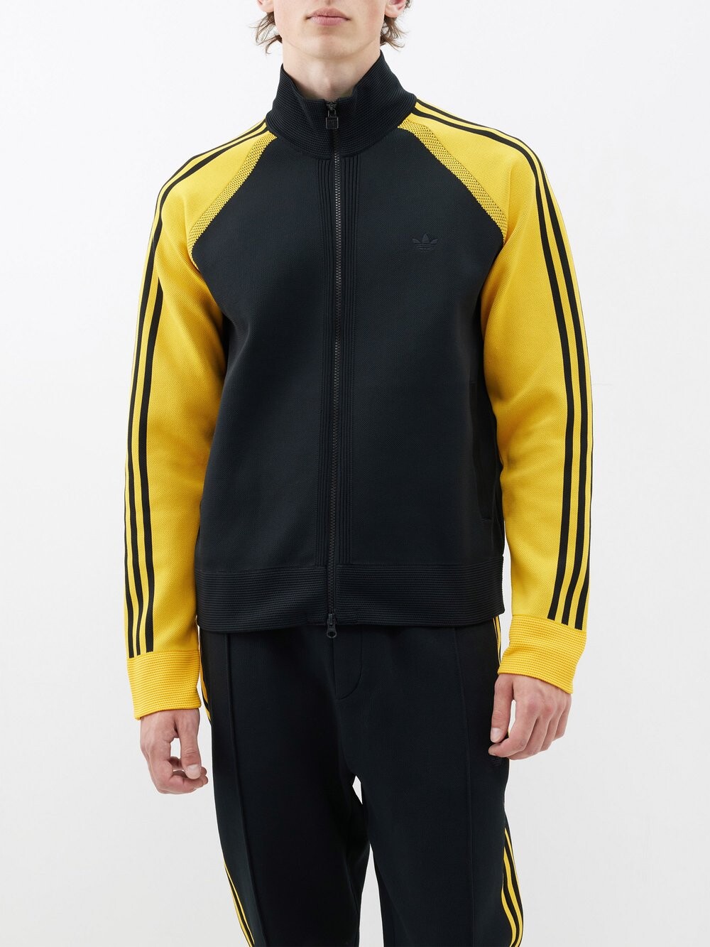 

Полосатый спортивный топ из переработанной вязки с вышитым логотипом Adidas X Wales Bonner, черный