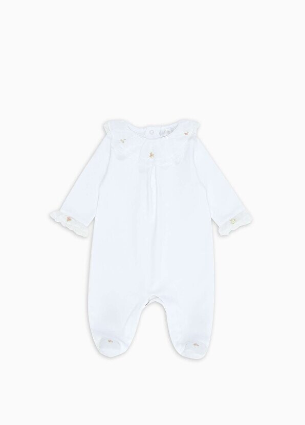 

Белый комбинезон для девочки с кружевным воротником и деталями Princess Baby