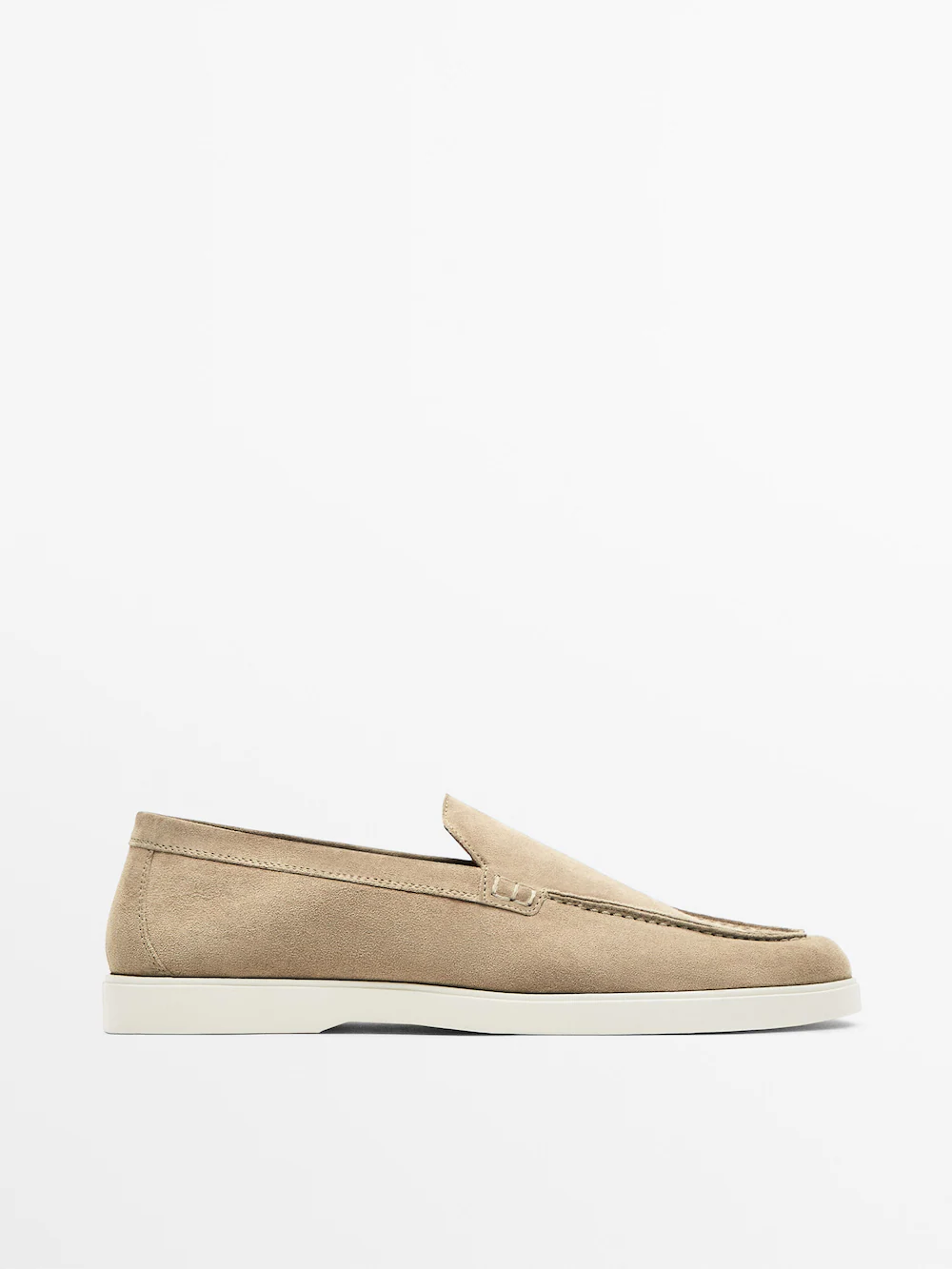 

Лоферы из замши с разделками Massimo Dutti, бежевый