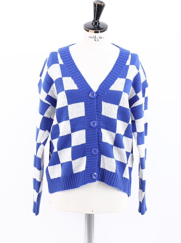 

Хлопковый кардиган Vichy с пуговицами, цвет Electric blue